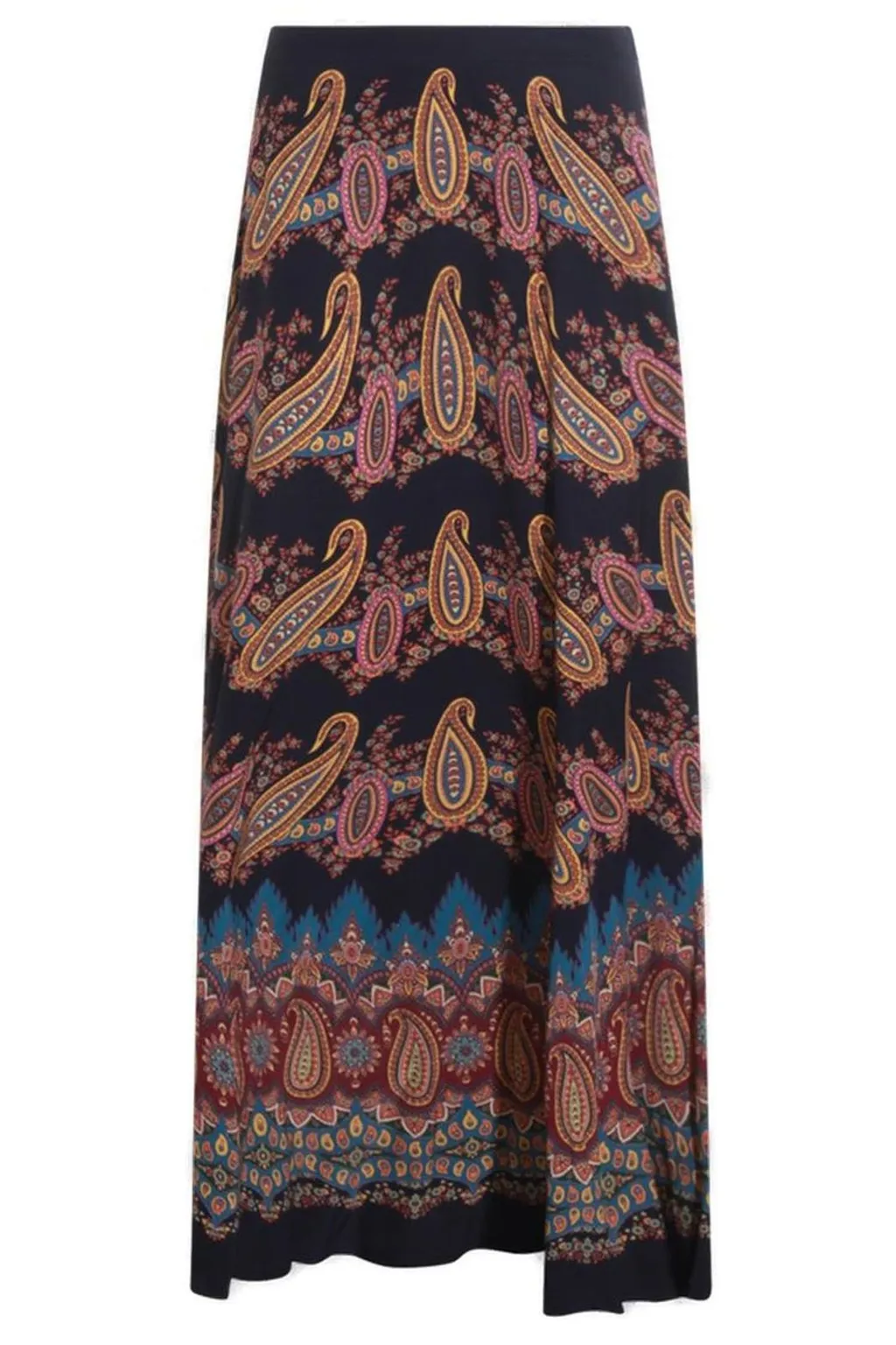 Paisley-Printed Pleated Maxi Skirt