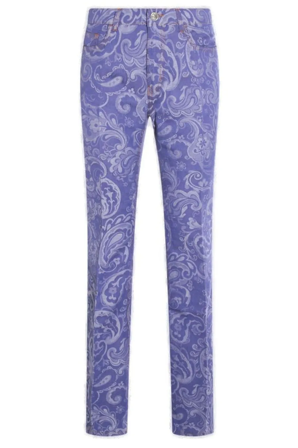 Paisley-Jacquard Logo Patch Jeans