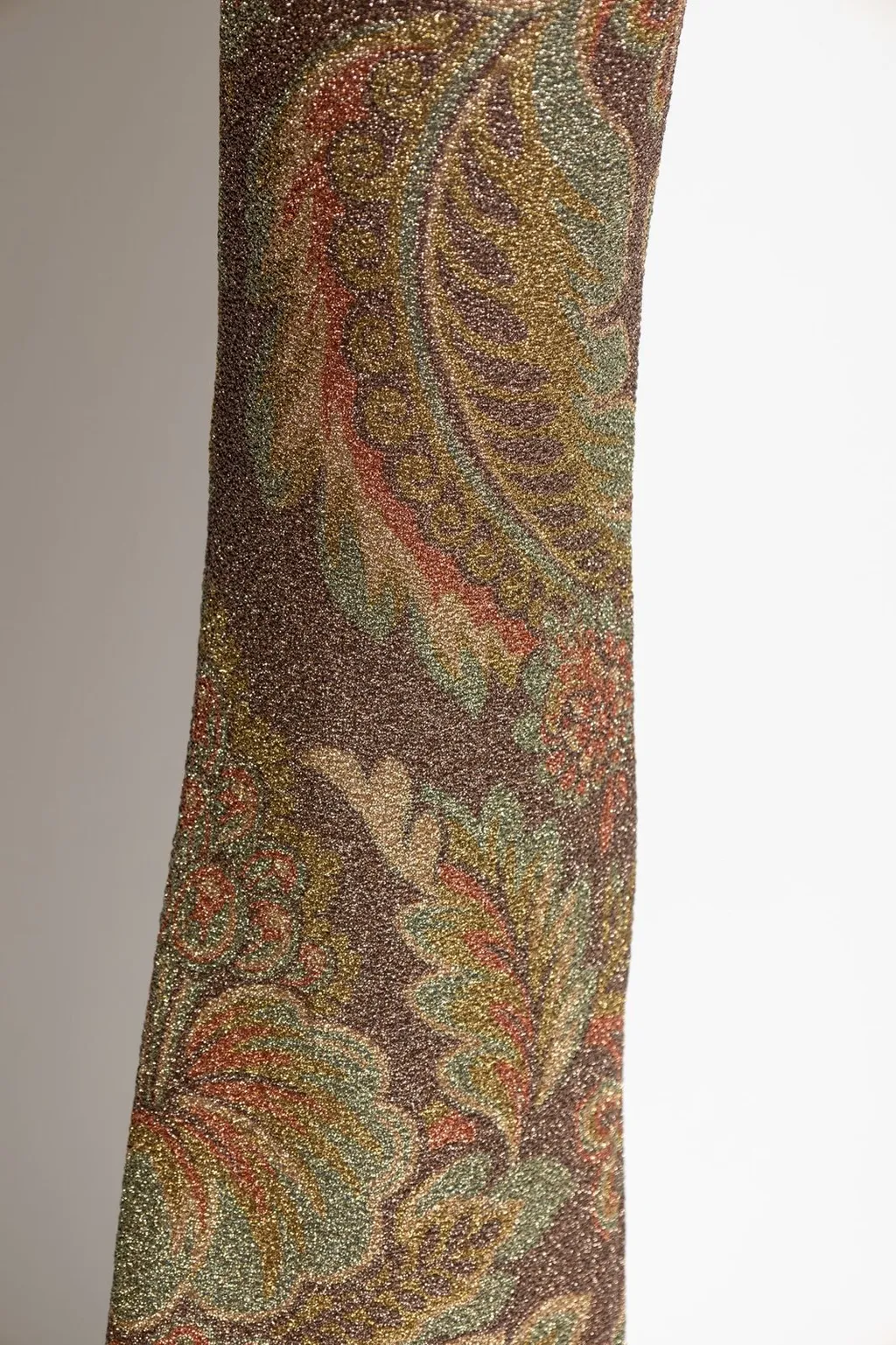Paisley Printed Lurex Thread Flared Trousers