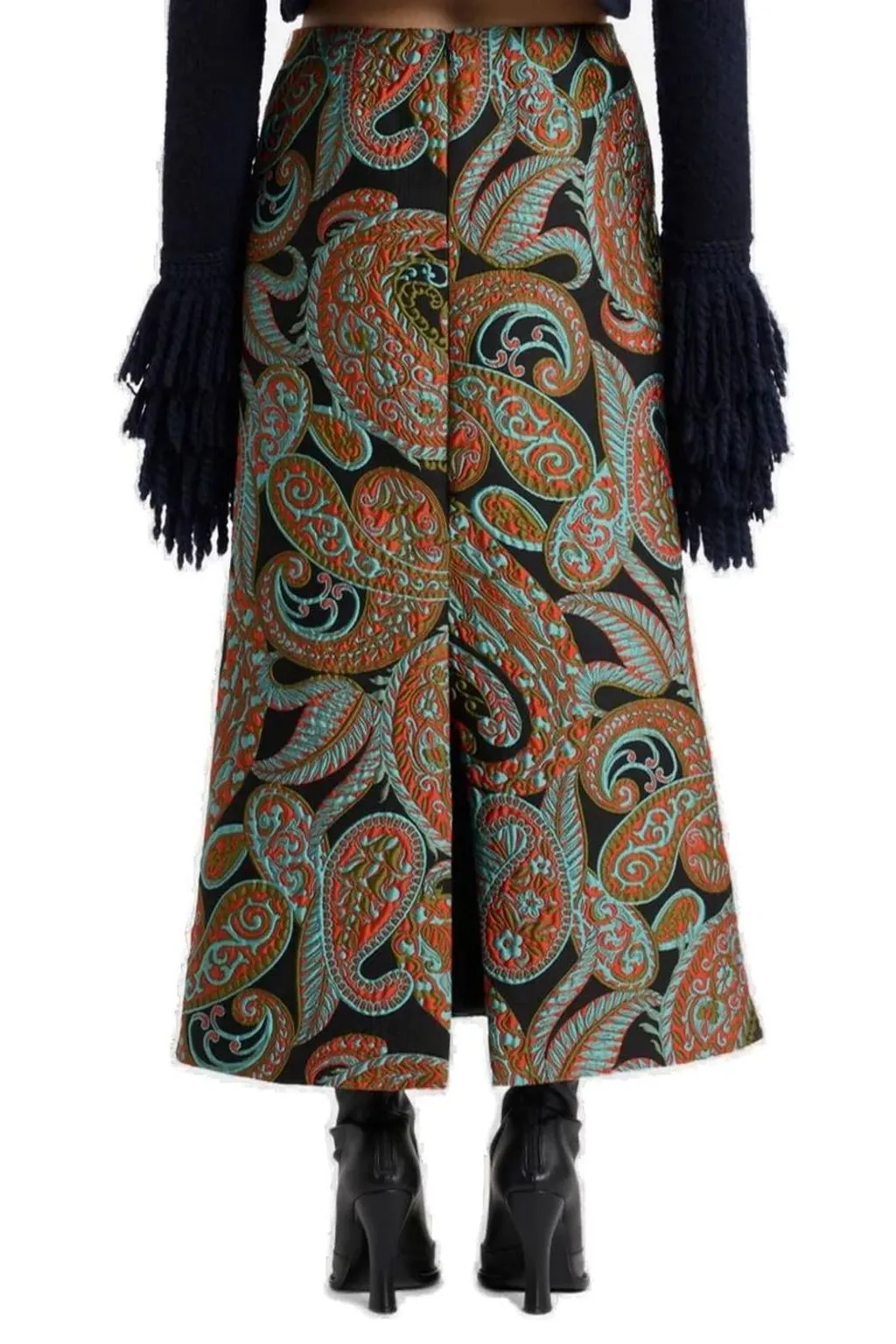 Paisley Jacquard A-Line Skirt