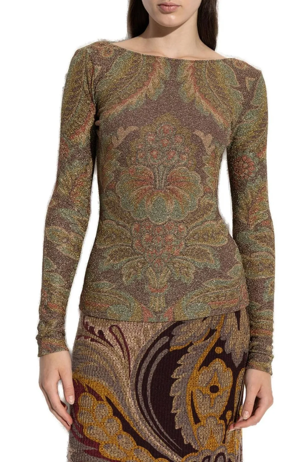 Paisley Glitter Long-Sleeved Top