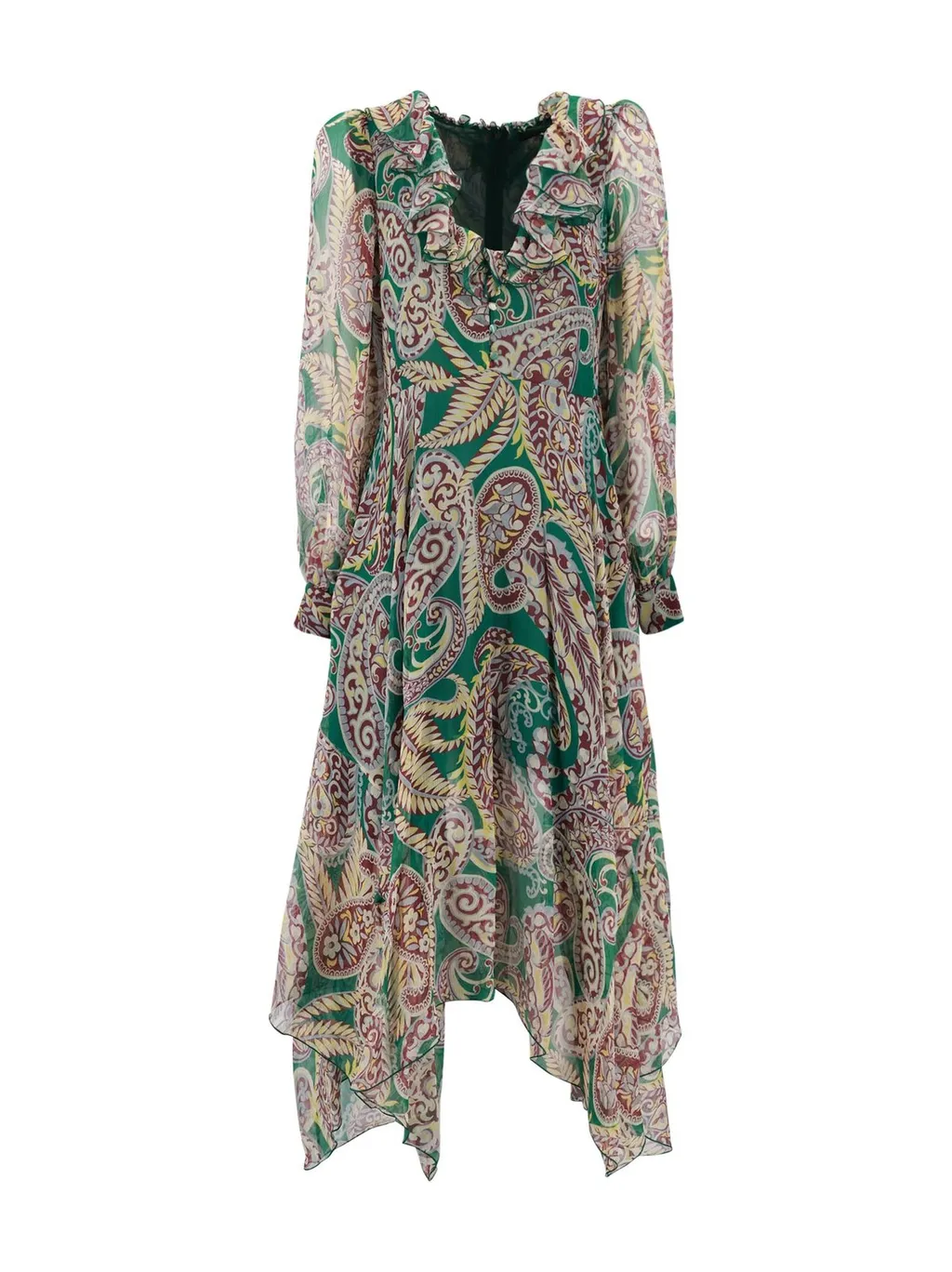 Paisley Motif Plunging V-Neck Dress