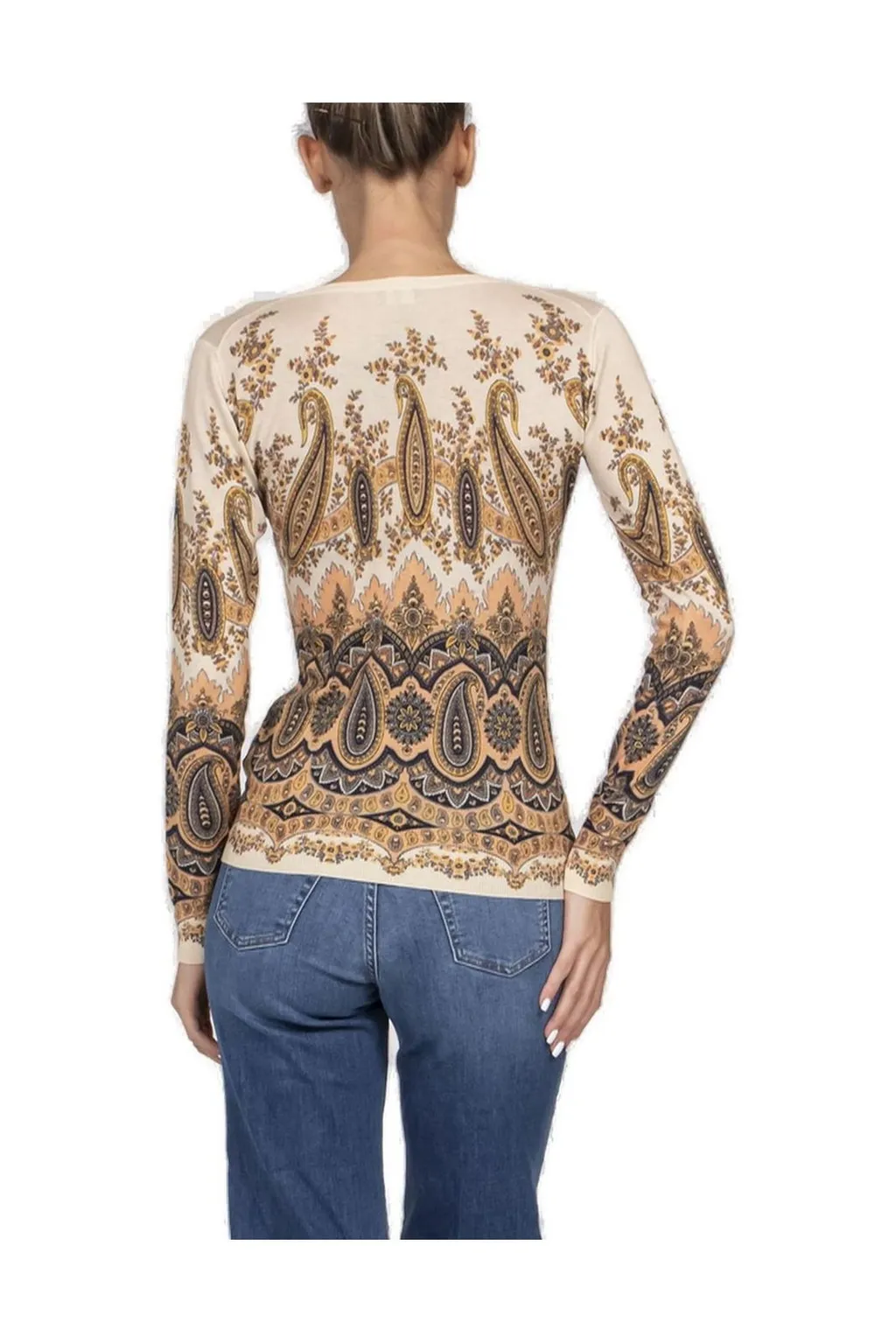 Paisley Printed V-Neck Top