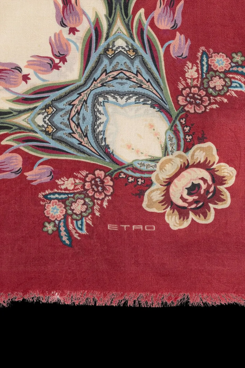 Patterned Frayed Edge Scarf