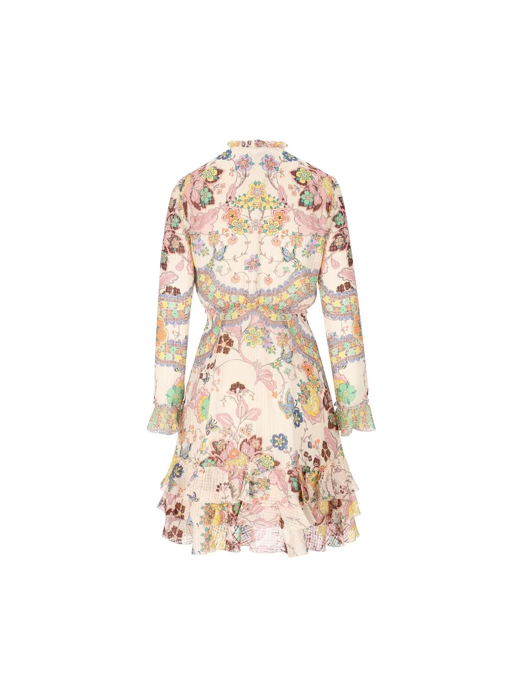 Mock-Neck Ruffled Mini Dress