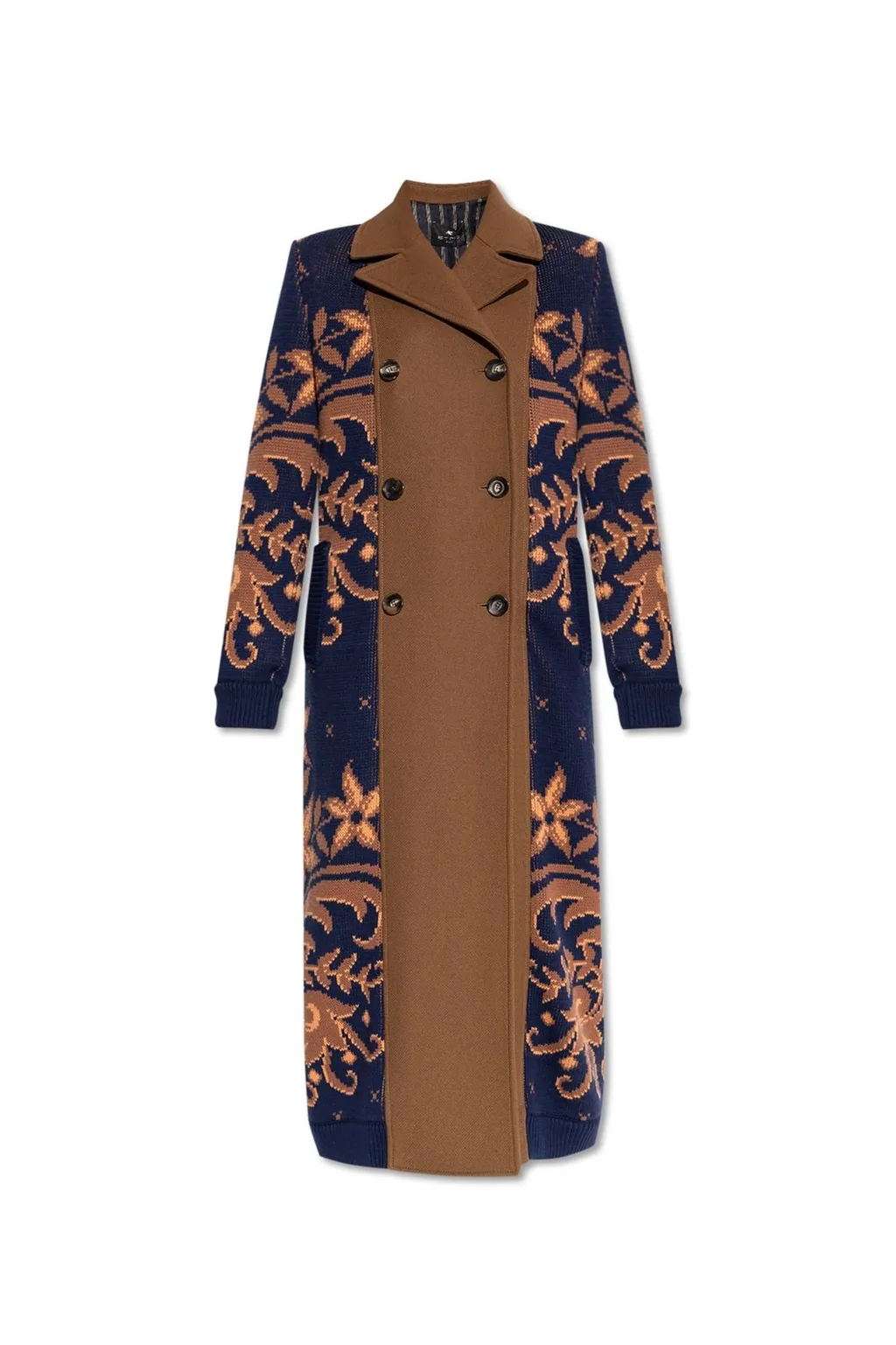 Floral Jacquard Double Breasted Coat