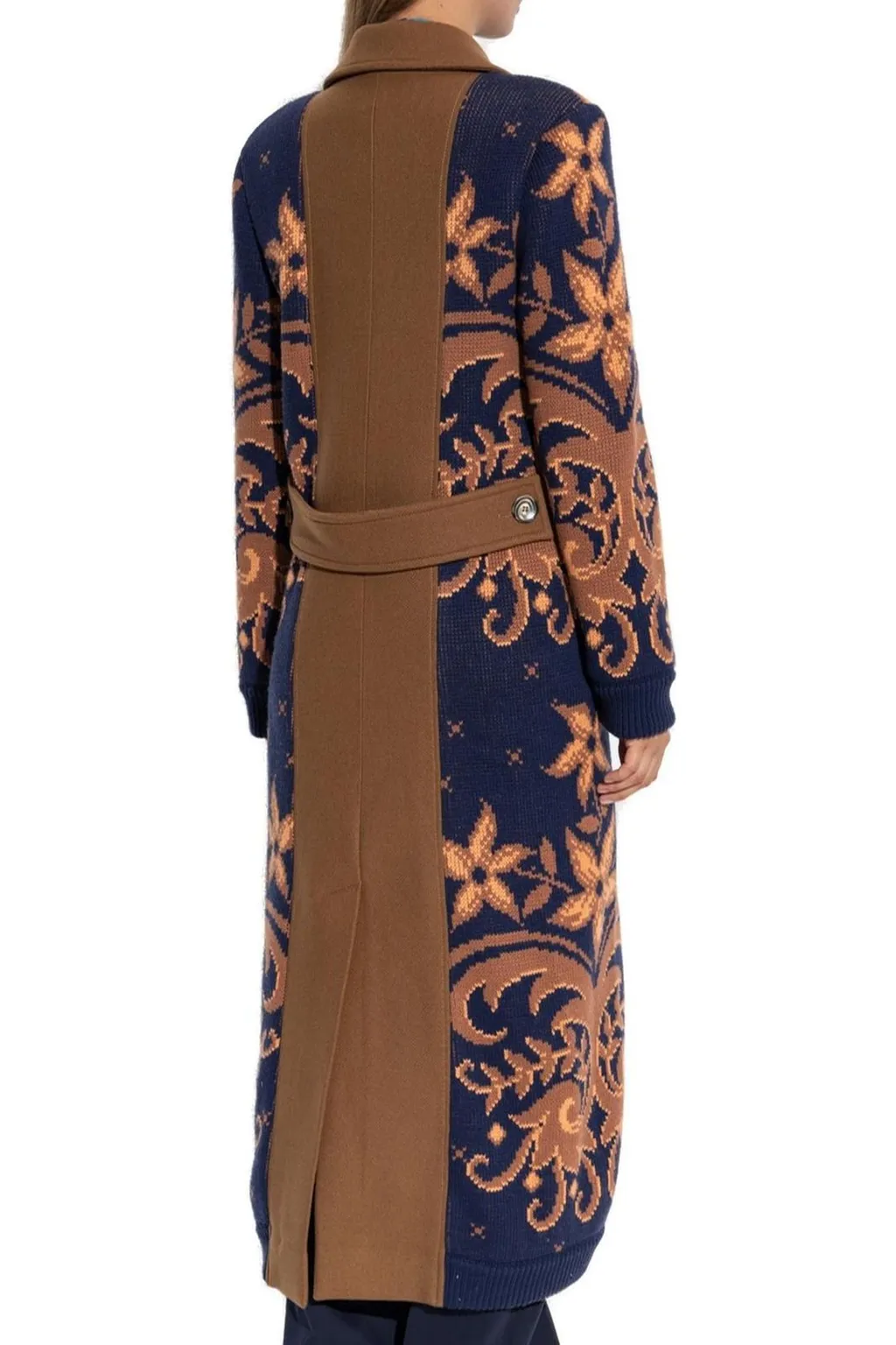 Floral Jacquard Double Breasted Coat
