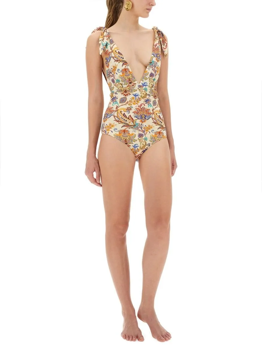 Paisley Printed One-Piece Swimsuit