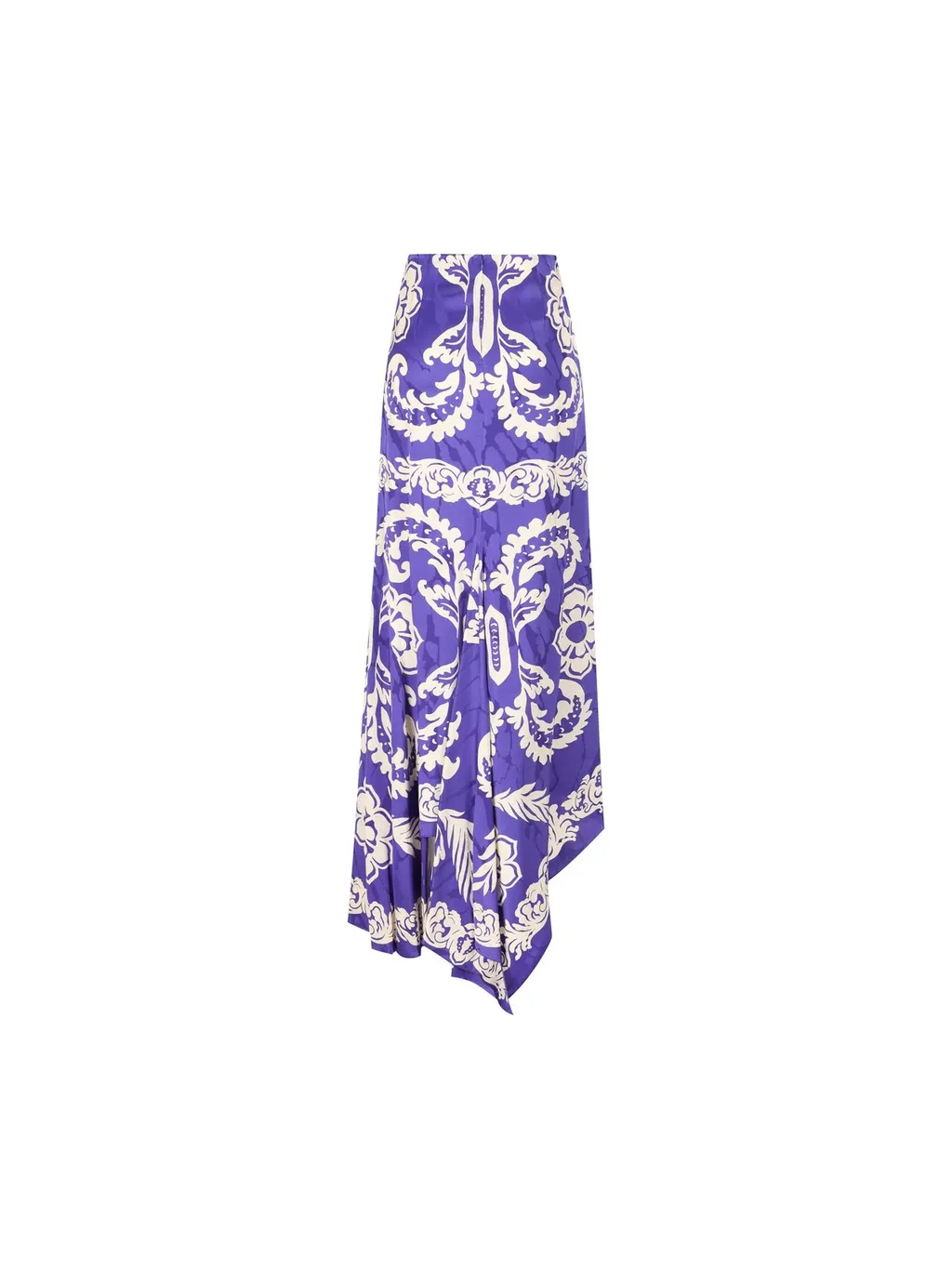 Stencil Floral Printed Asymmetric Skirt