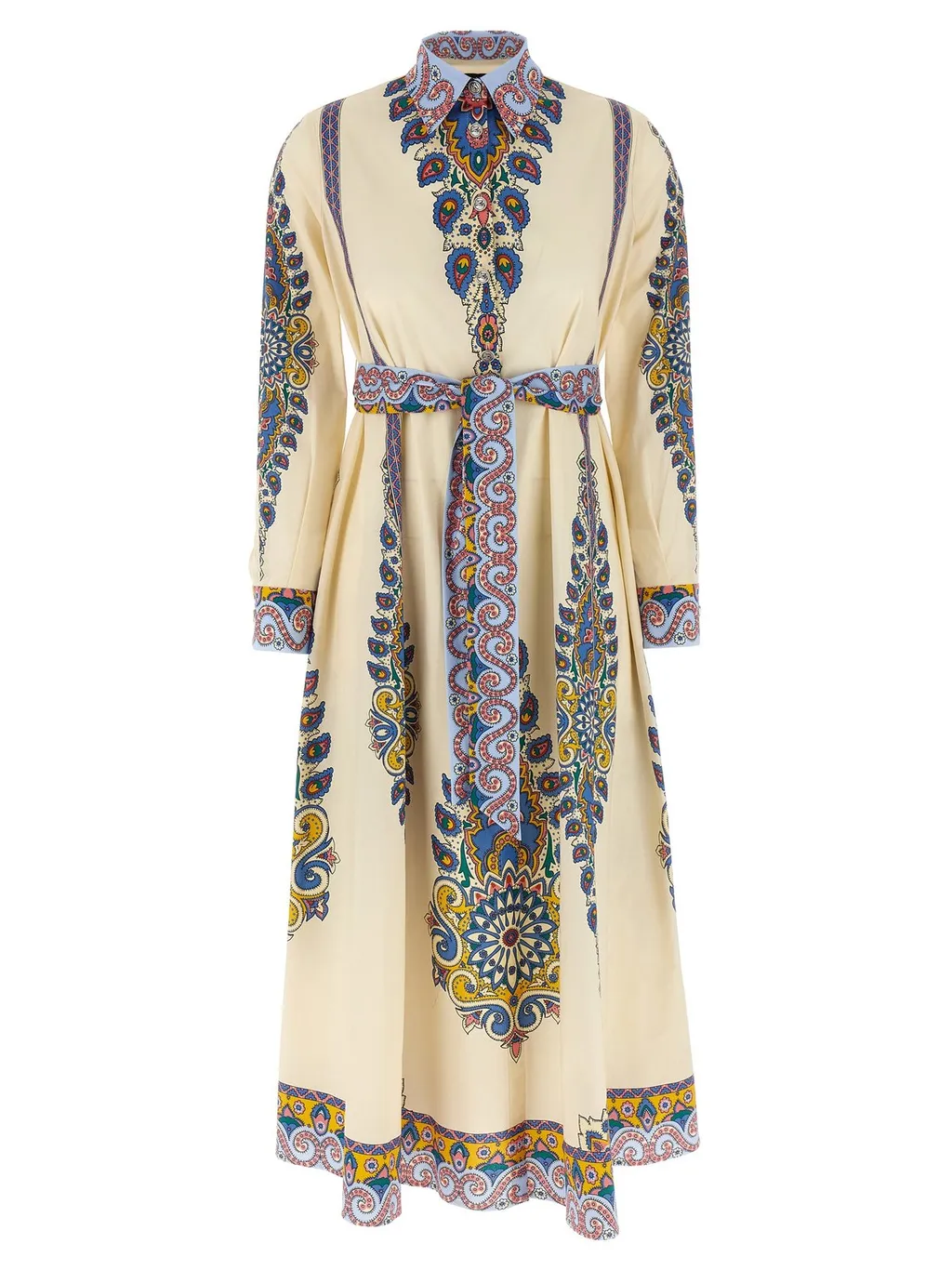 Paisley Printed A-Line Midi Shirt Dress