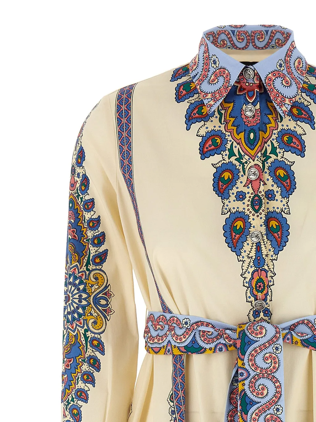 Paisley Printed A-Line Midi Shirt Dress