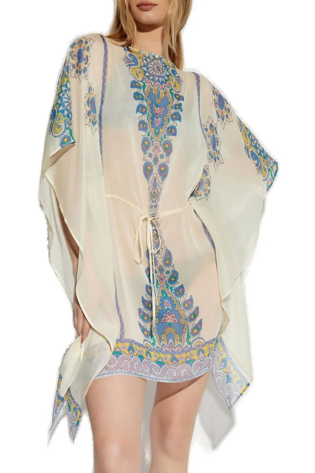 Paisley Printed Satin Caftan