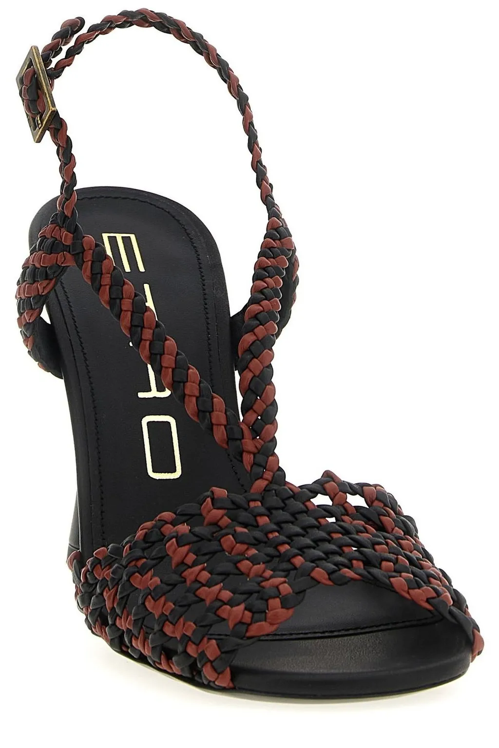 Braided Ankle-Strap Heeled Sandals