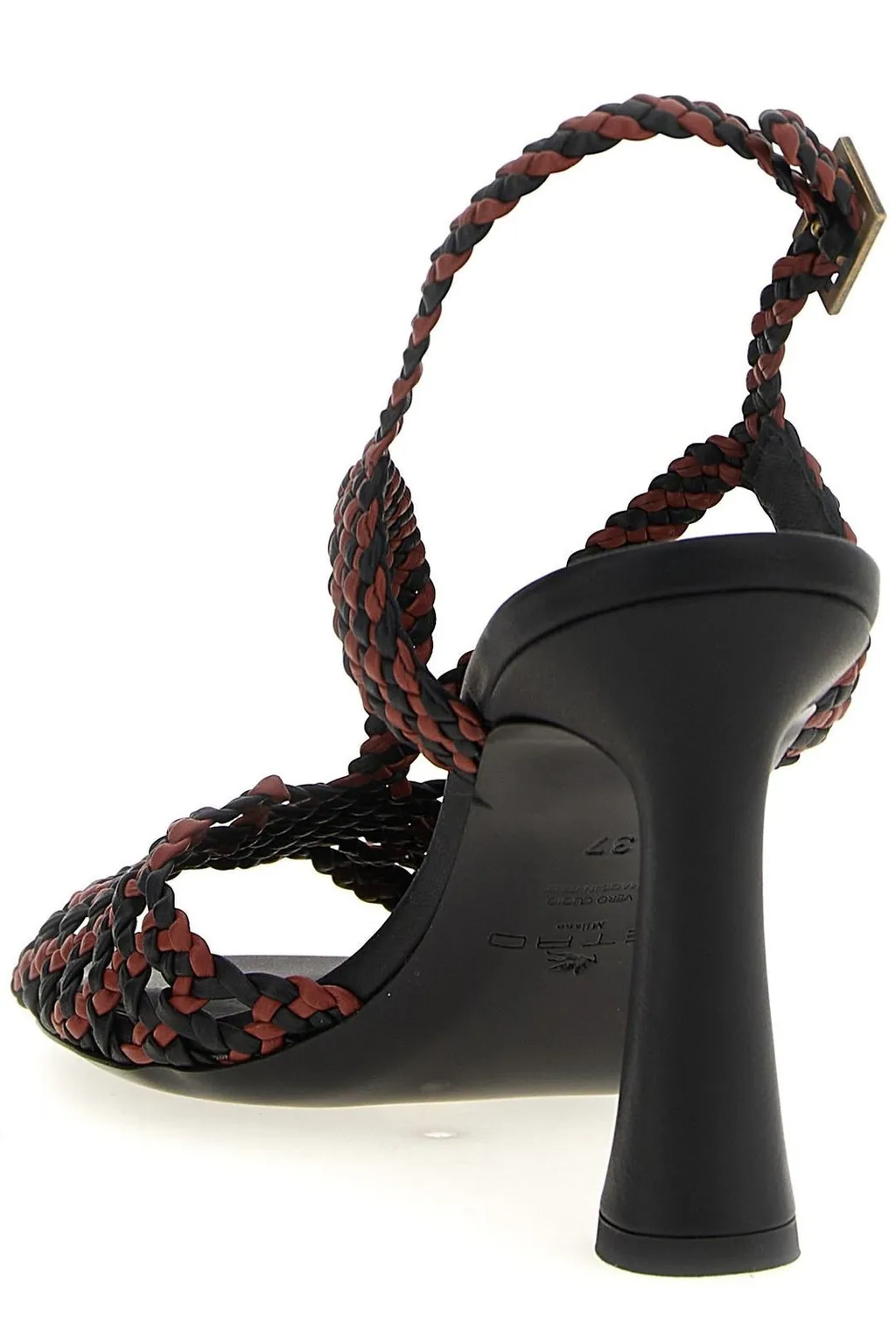 Braided Ankle-Strap Heeled Sandals