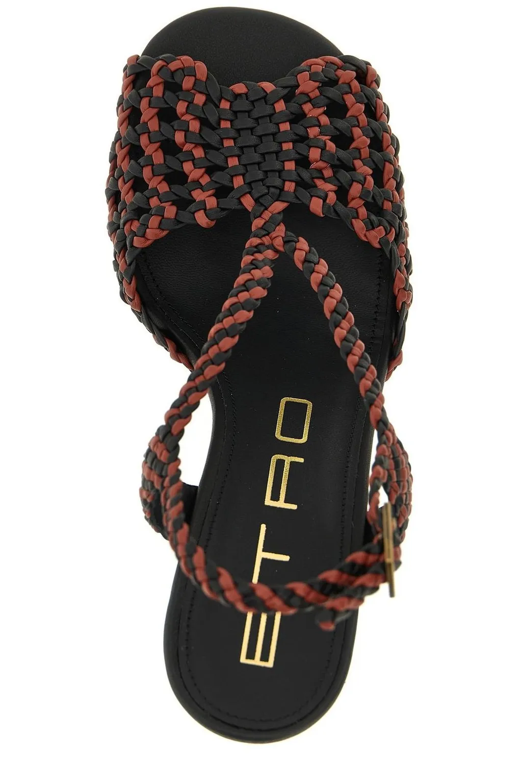 Braided Ankle-Strap Heeled Sandals