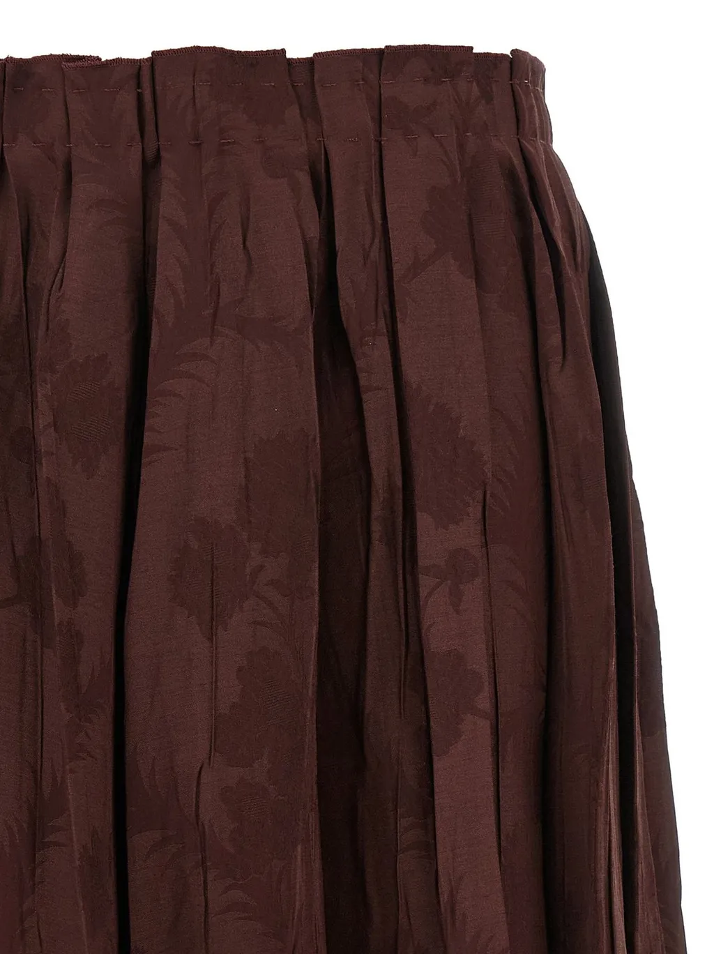 Jacquard Floral Patterned Pleated Skirt
