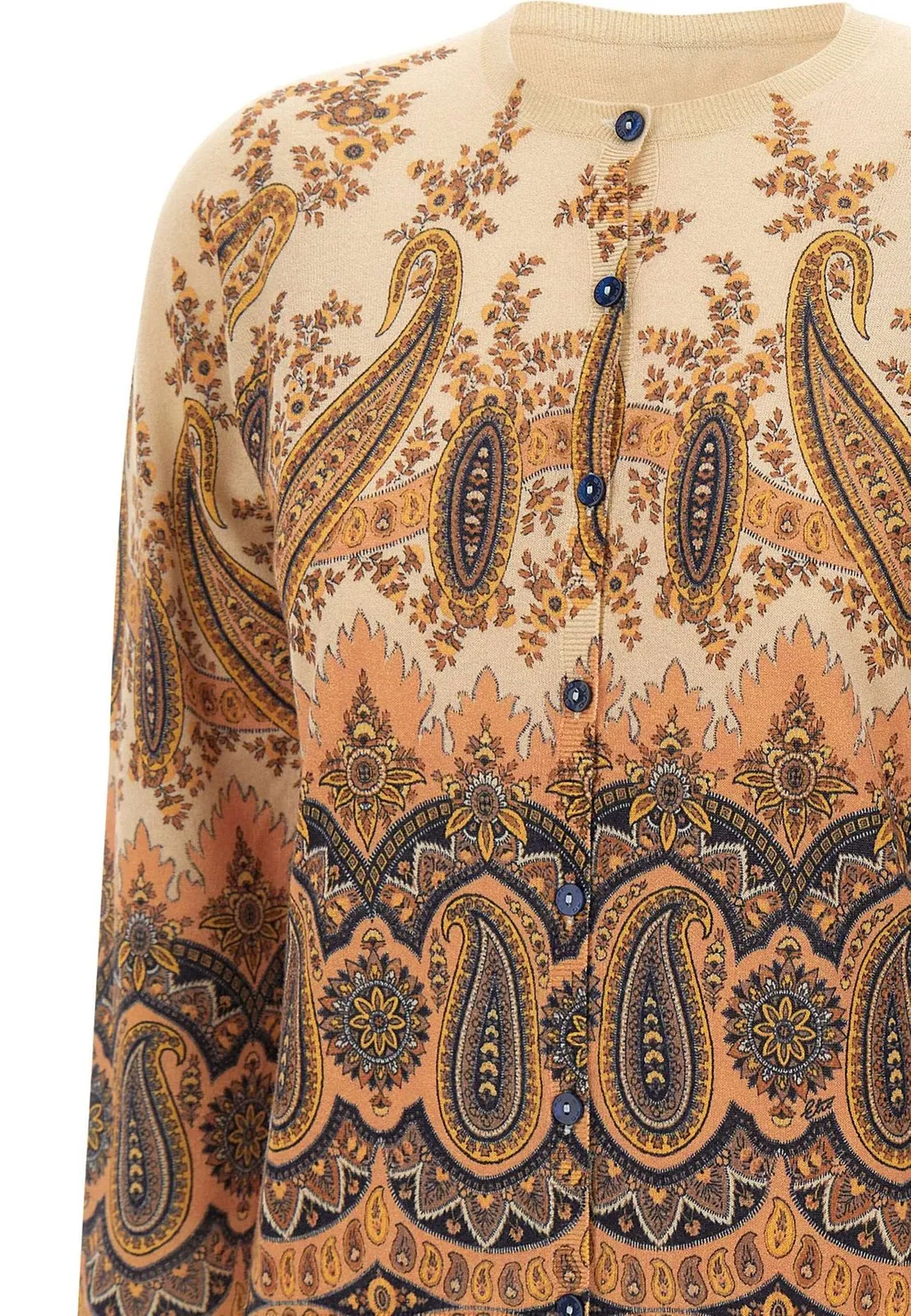 Paisley Patterned Crewneck Cardigan