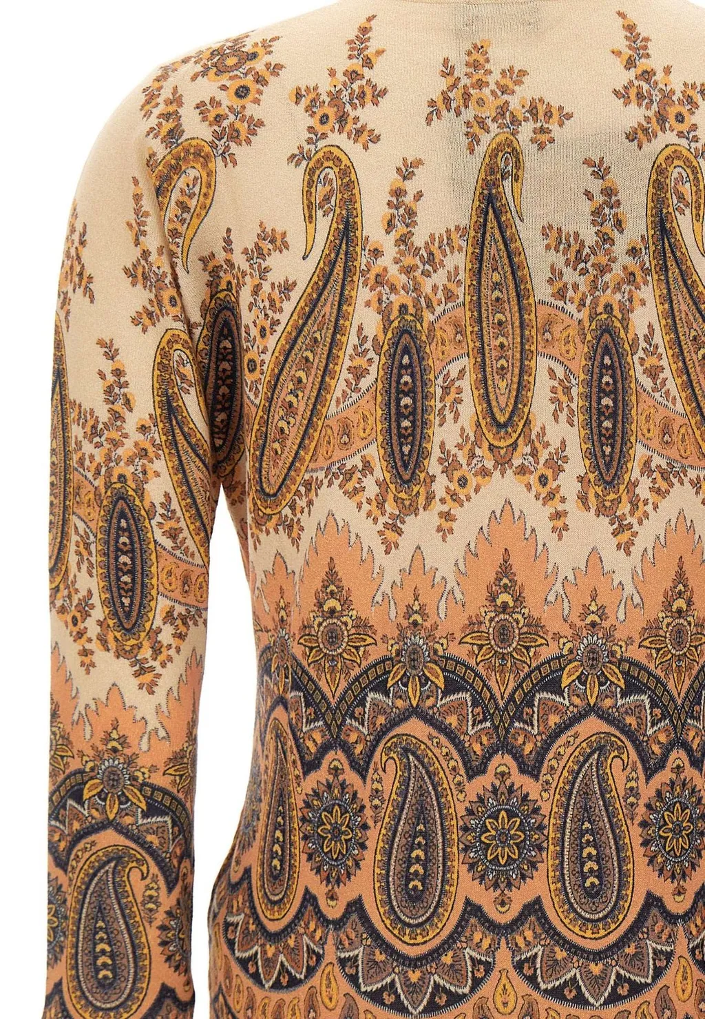 Paisley Patterned Crewneck Cardigan