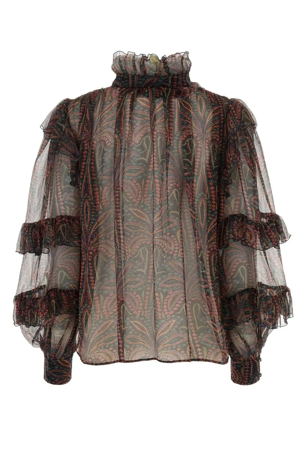 Semi Sheer Ruffled Blouse