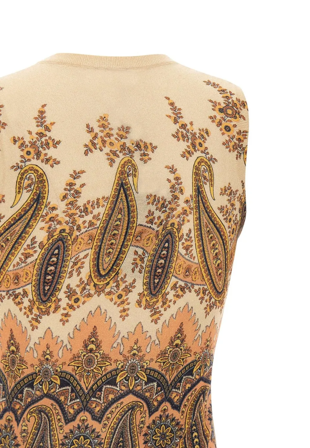 Paisley Crewneck Sleeveless Knitted Top