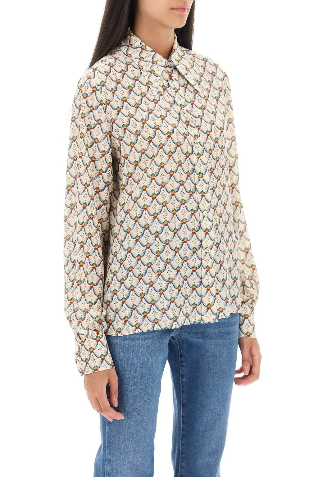 Patterned Printed Button-Up Shirt