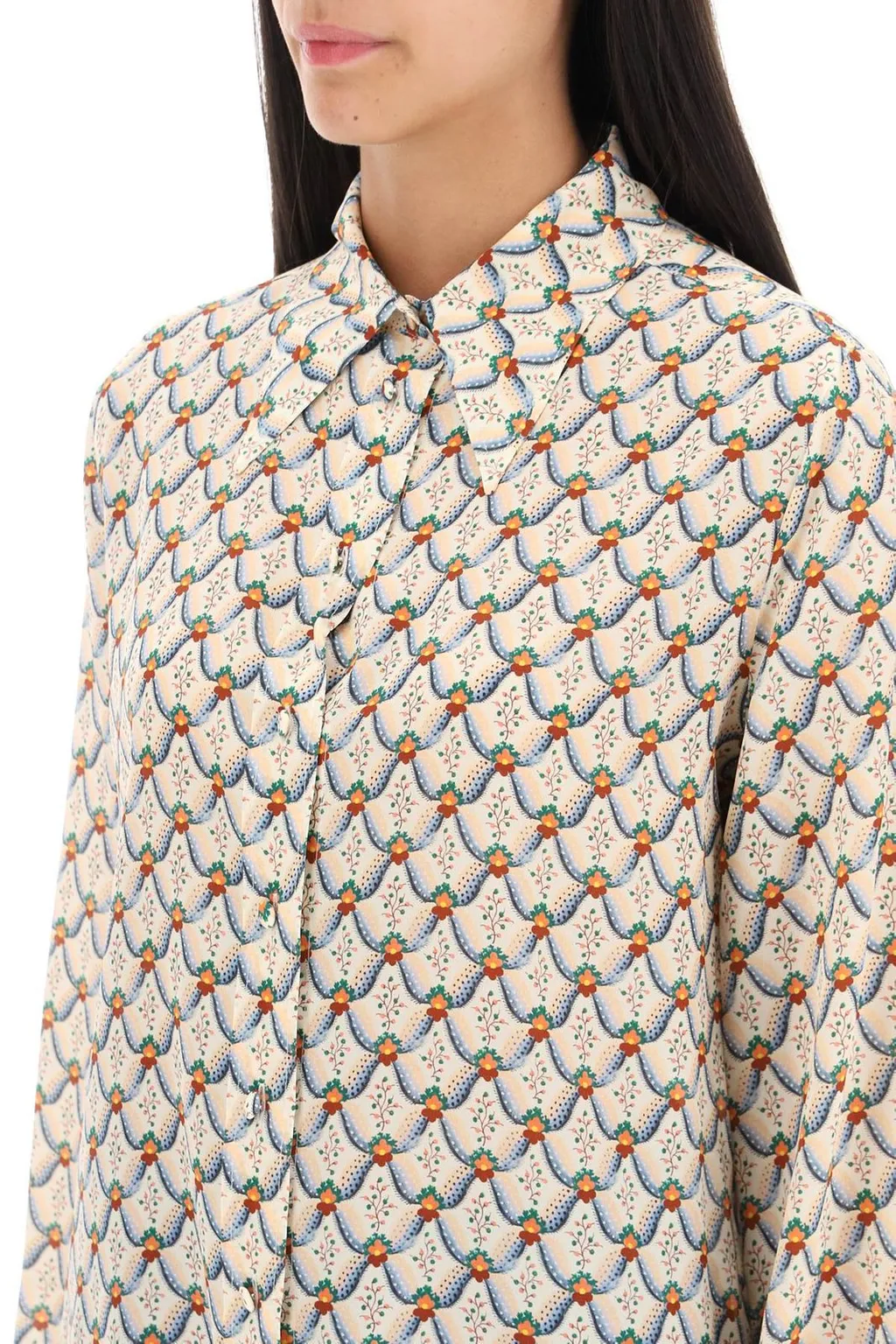 Patterned Printed Button-Up Shirt