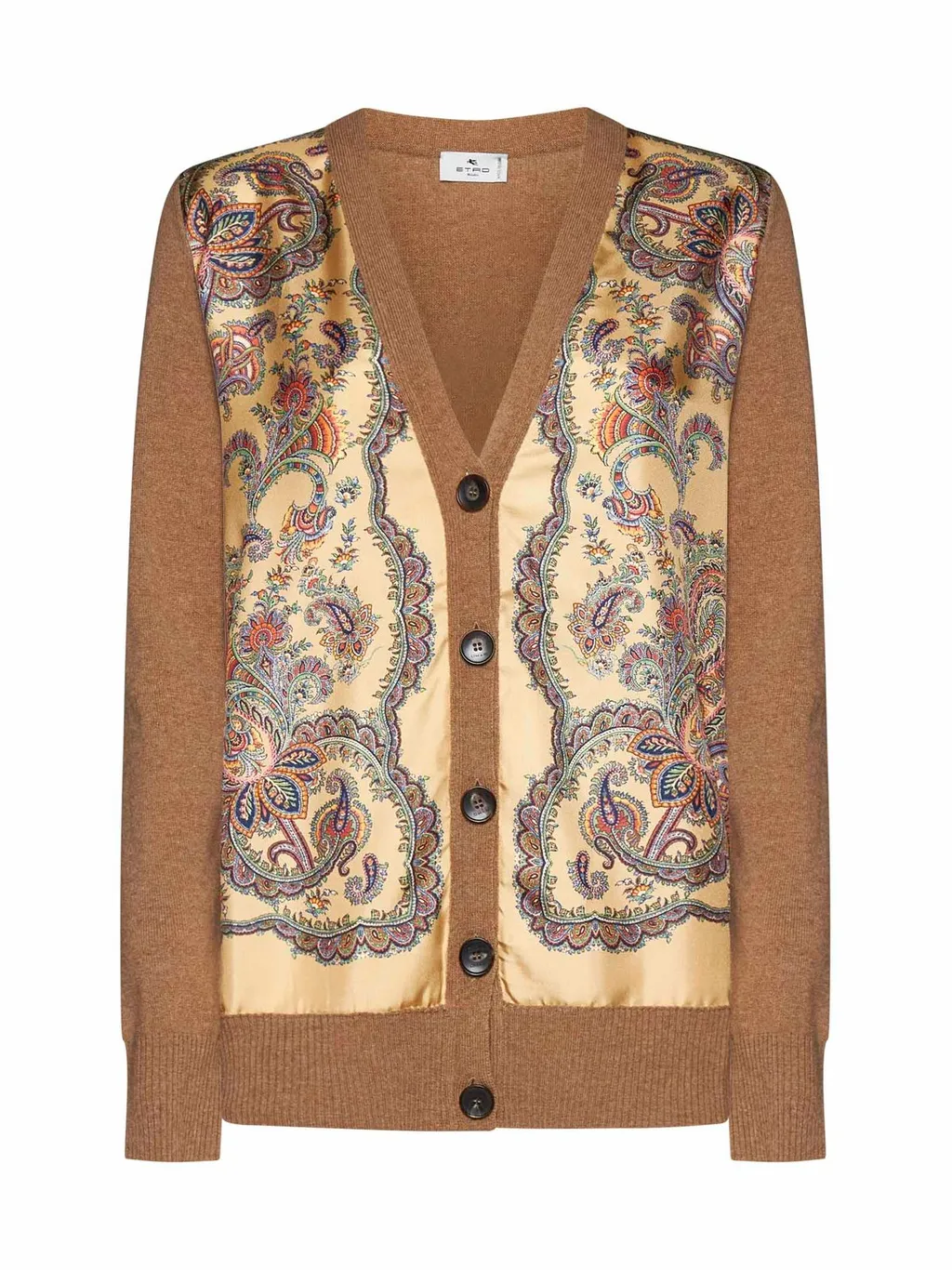 Paisley Printed Panelled V-Neck Cardigan