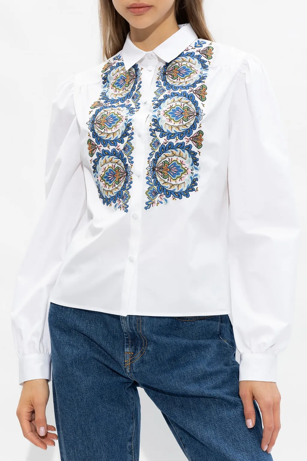 Detailed Collared Button-Up Shirt