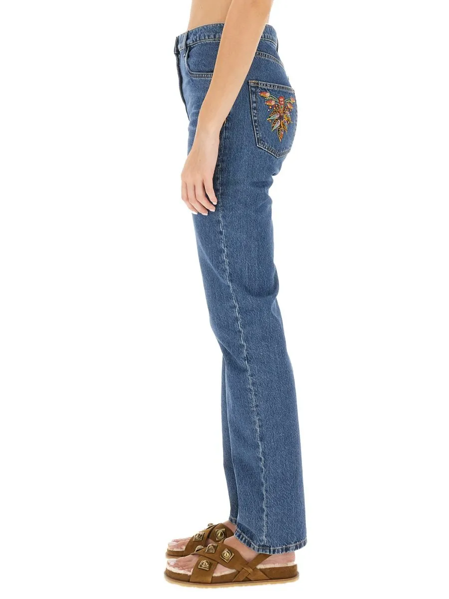 Floral Embroidered Bootcut Jeans