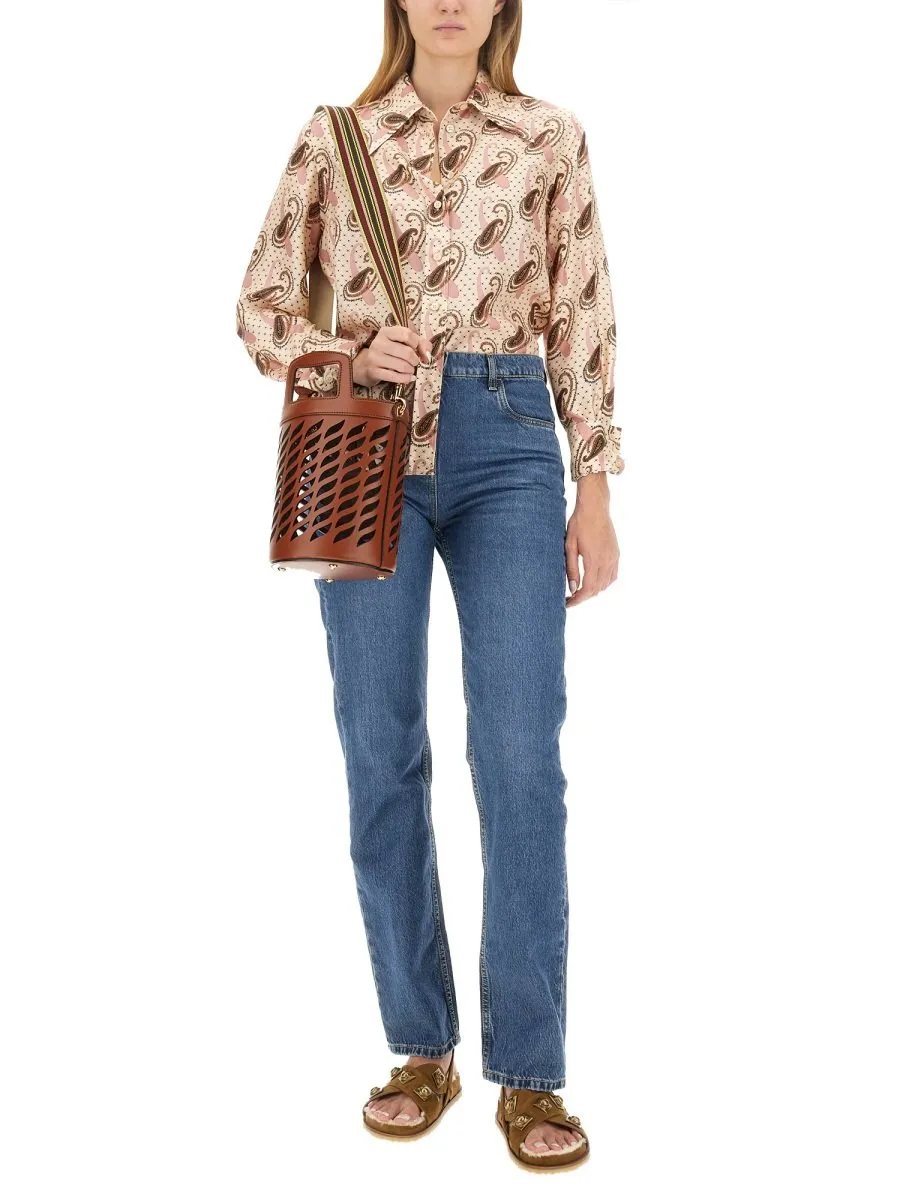 Floral Embroidered Bootcut Jeans