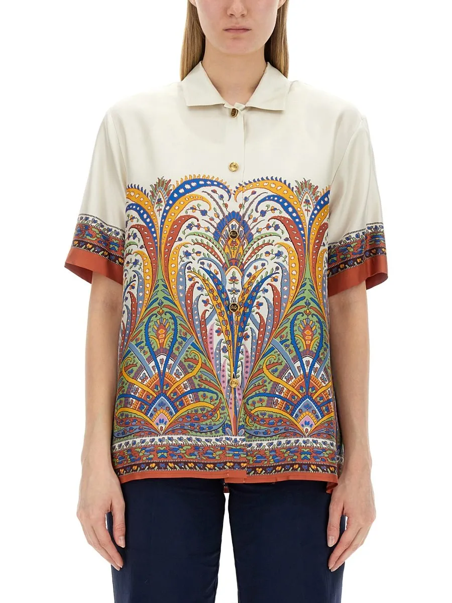 Paisley-Printed Short-Sleeved Shirt