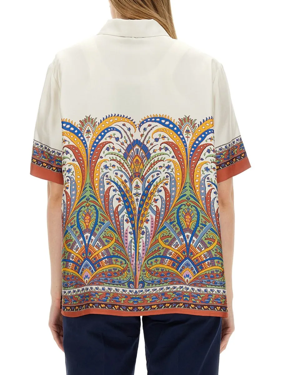 Paisley-Printed Short-Sleeved Shirt