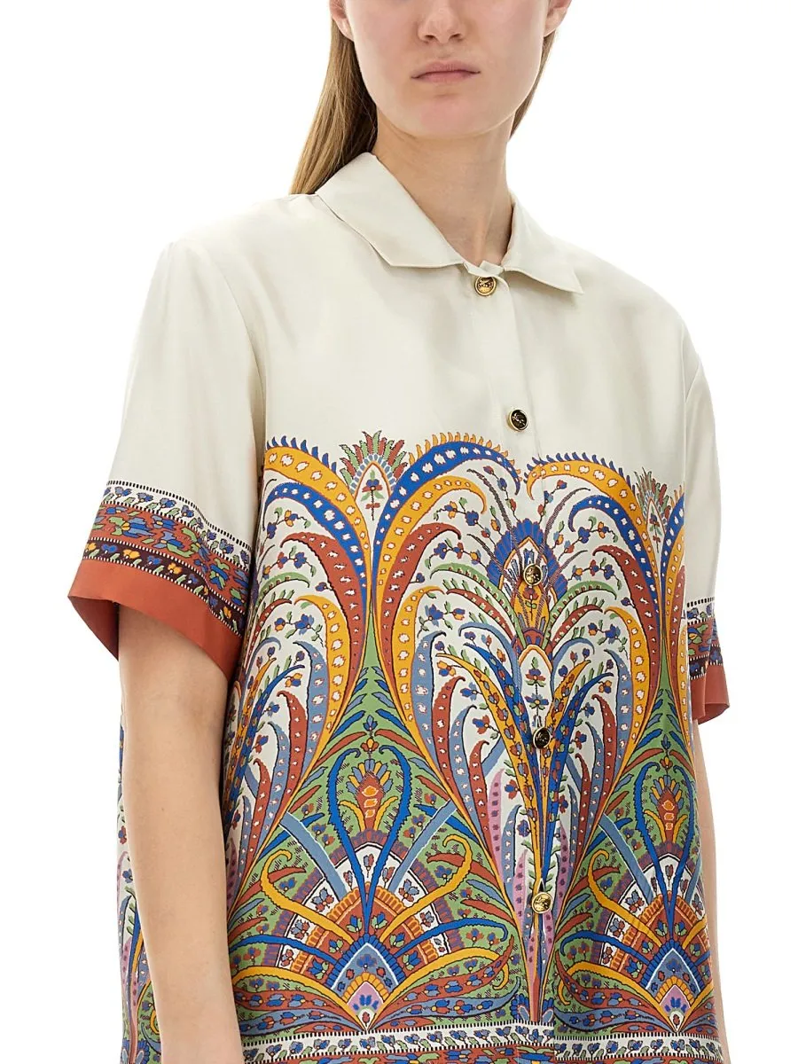 Paisley-Printed Short-Sleeved Shirt