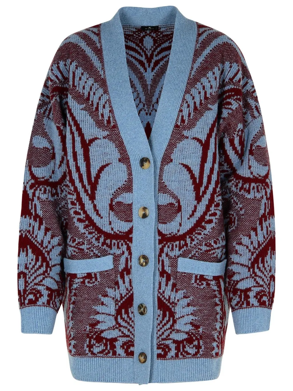 Jacquard V-Neck Buttoned Cardigan