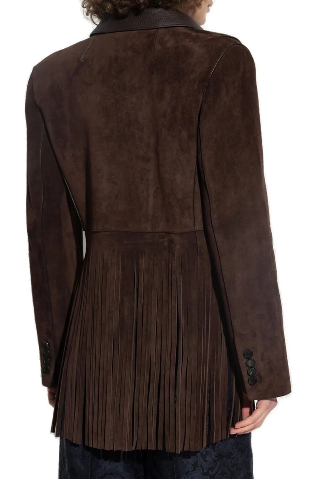 Buttoned Fringed Jacket