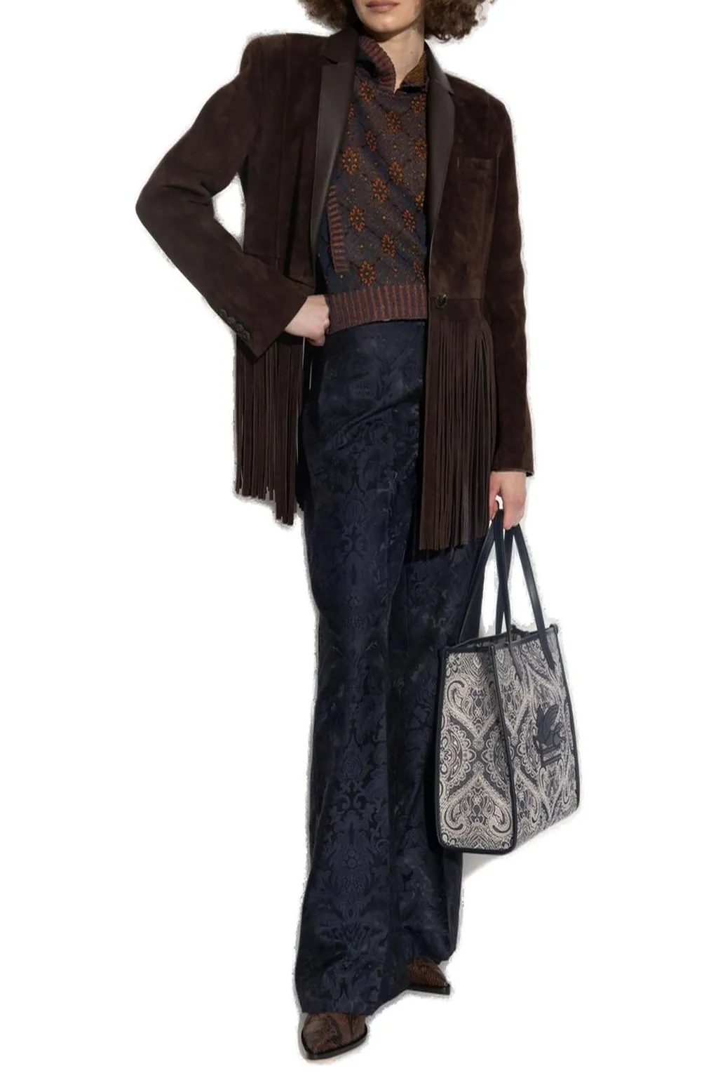 Buttoned Fringed Jacket