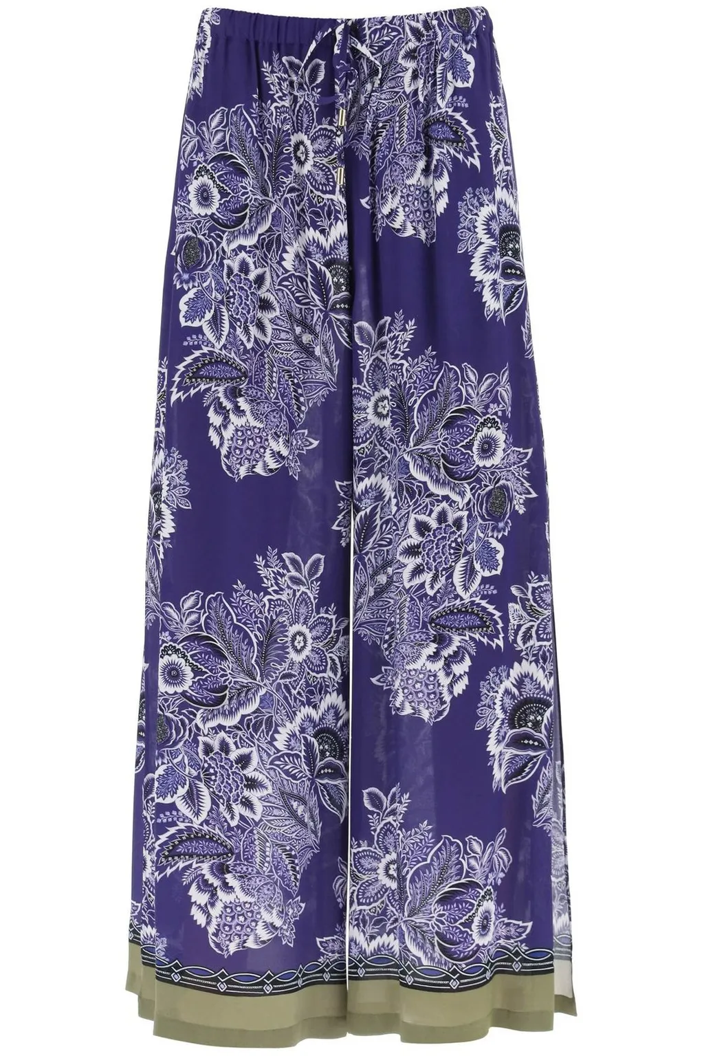 Floral-Printed Drawstring Wide-Leg Trousers