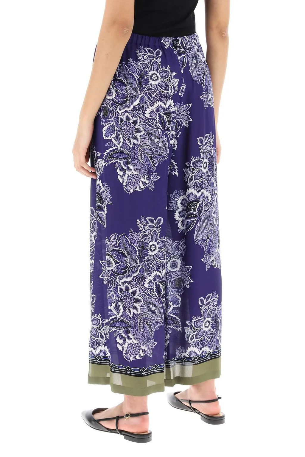 Floral-Printed Drawstring Wide-Leg Trousers