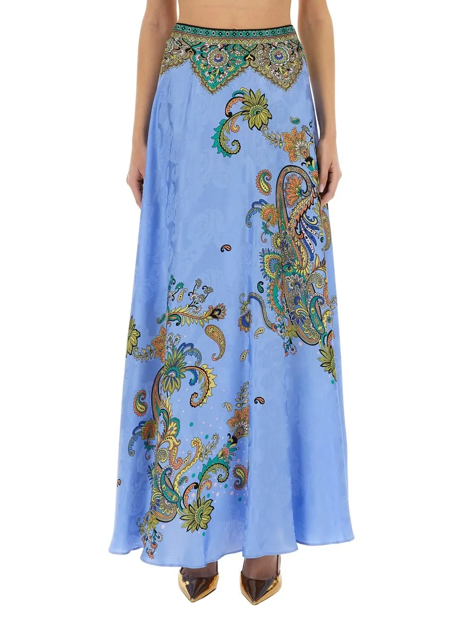 Paisley Printed A-Line Maxi Skirt