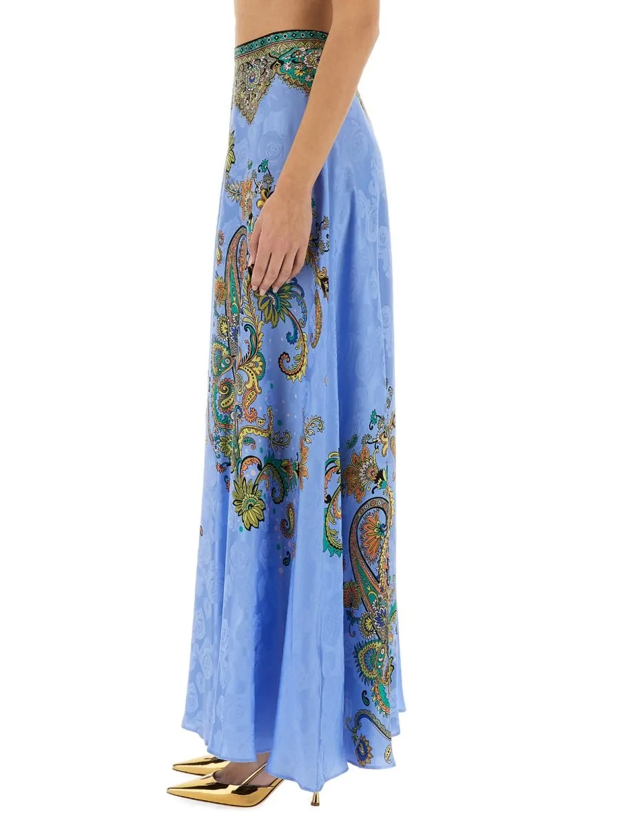 Paisley Printed A-Line Maxi Skirt
