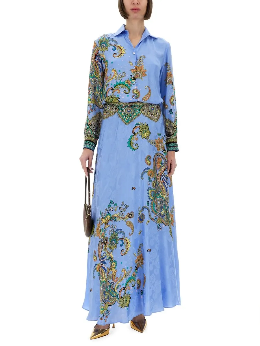 Paisley Printed A-Line Maxi Skirt