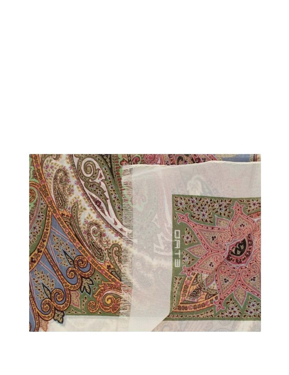 Paisley-Printed Frayed Edge Scarf