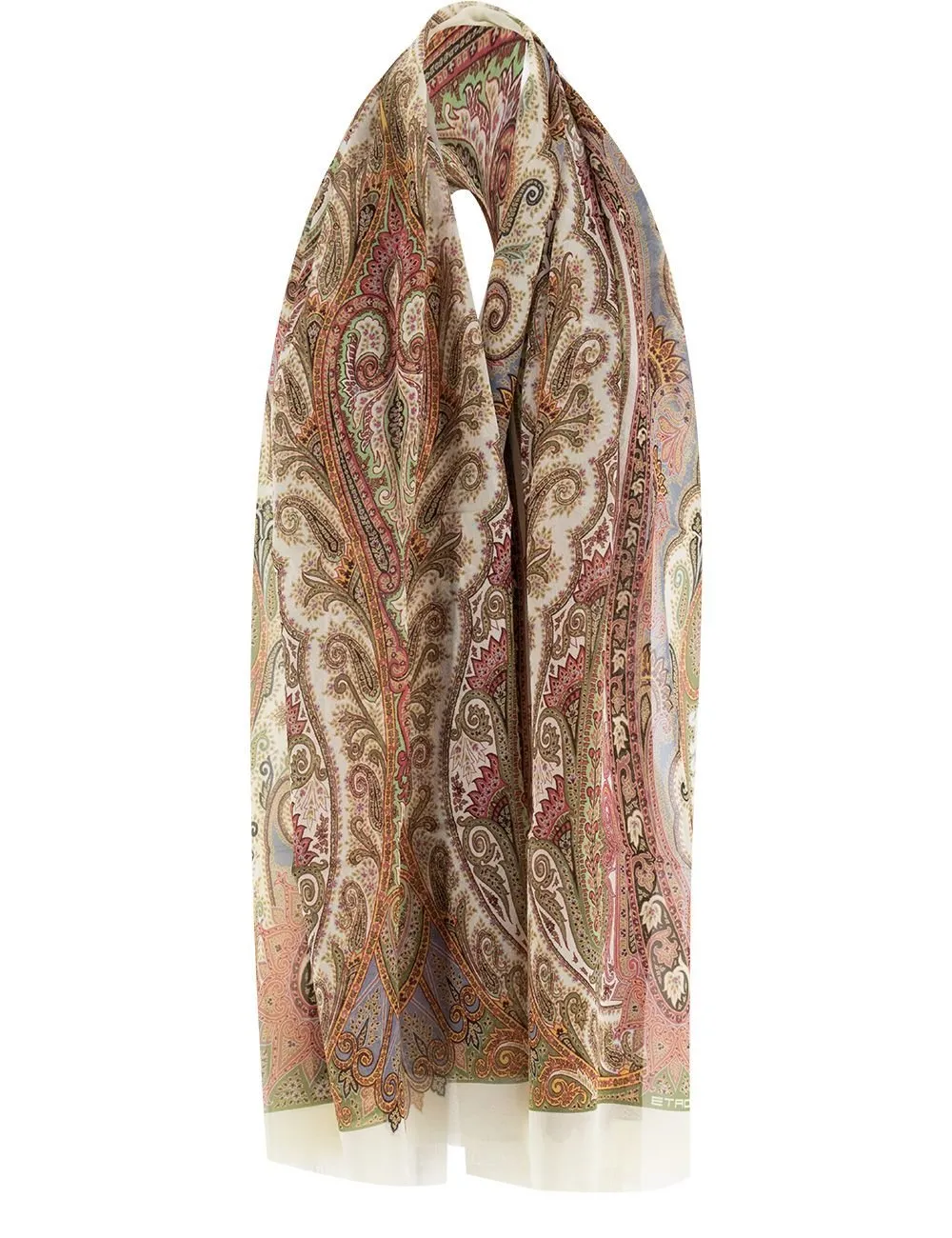 Paisley-Printed Frayed Edge Scarf