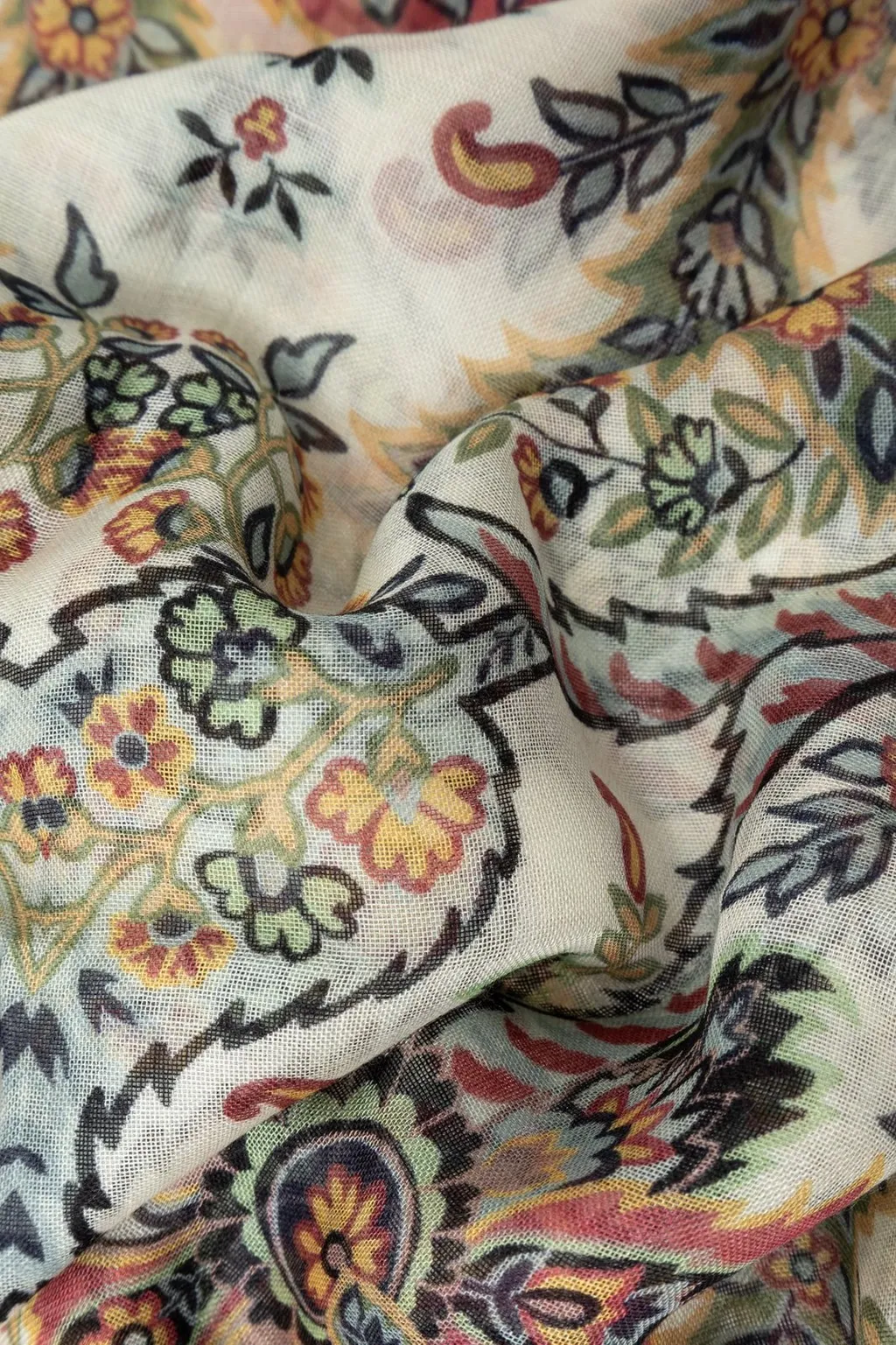 Paisley Printed Fringed Edge Scarf
