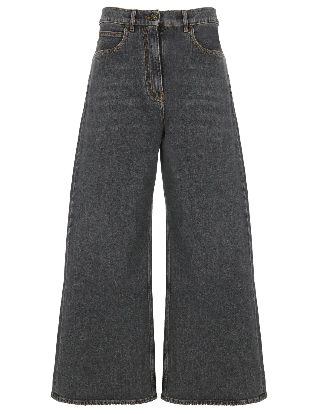 Wide-Leg Washed Denim Jeans