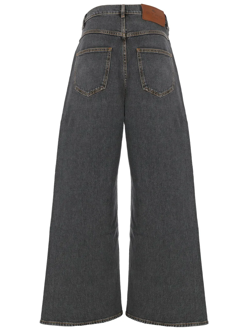 Wide-Leg Washed Denim Jeans