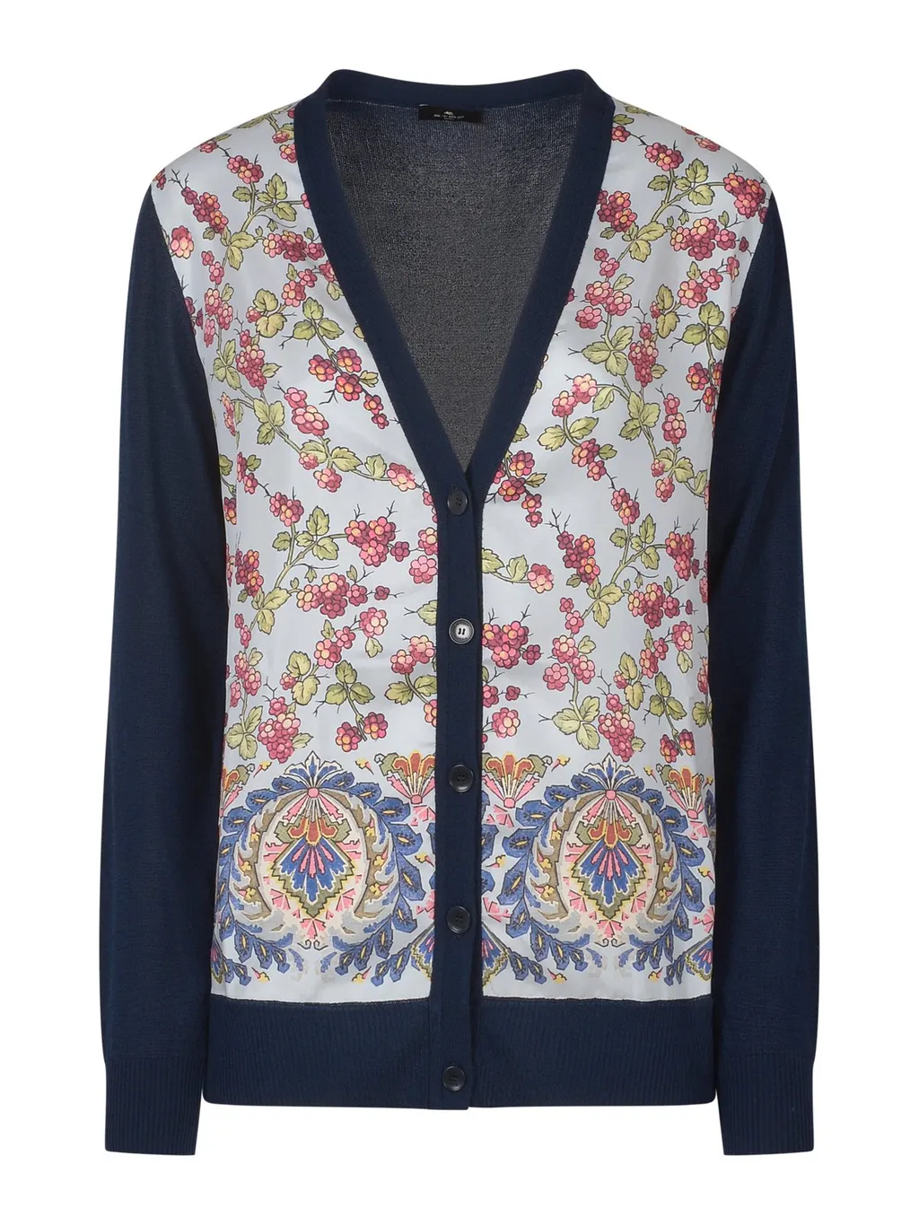 Grape-Printed V-Neck Cardigan