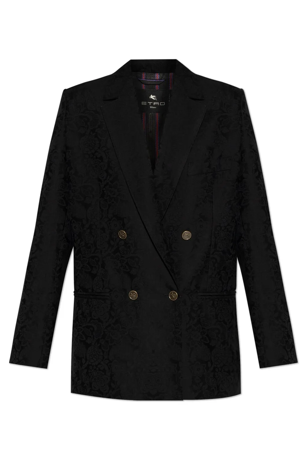 Patterned Jacquard Double-Breasted Blazer