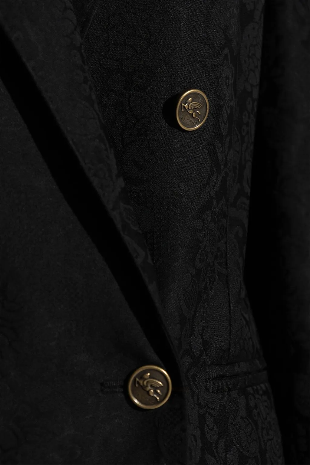 Patterned Jacquard Double-Breasted Blazer