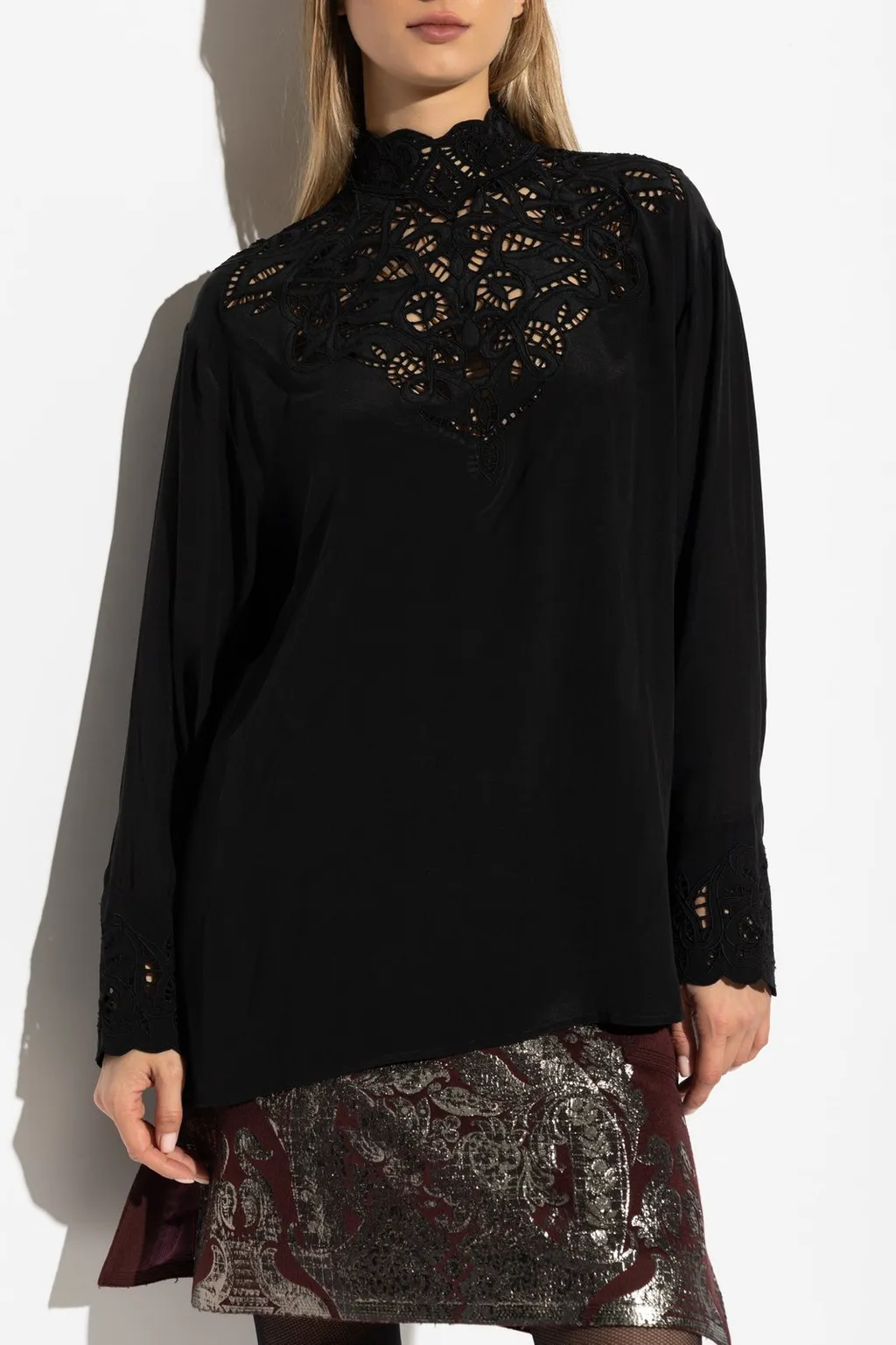 Lace Detailed Long-Sleeve Top